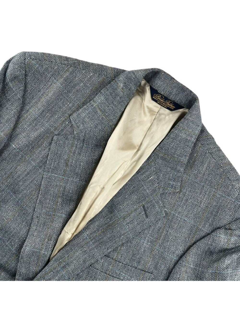 VTG Brooks Brothers Men's Gray Tweed Herringbone Blazer Jacket • USA • 43 L